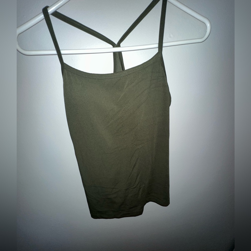Padded workout tank top. Army green.